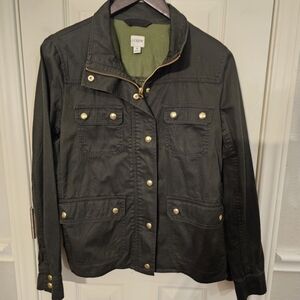 J. Crew Green Utility Jacket with Olive Collar